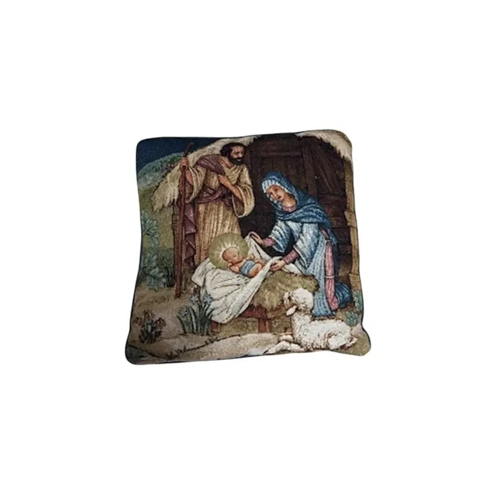 Nativity Scene Throw Pillow Square Holiday Decor Tapestry Nice!